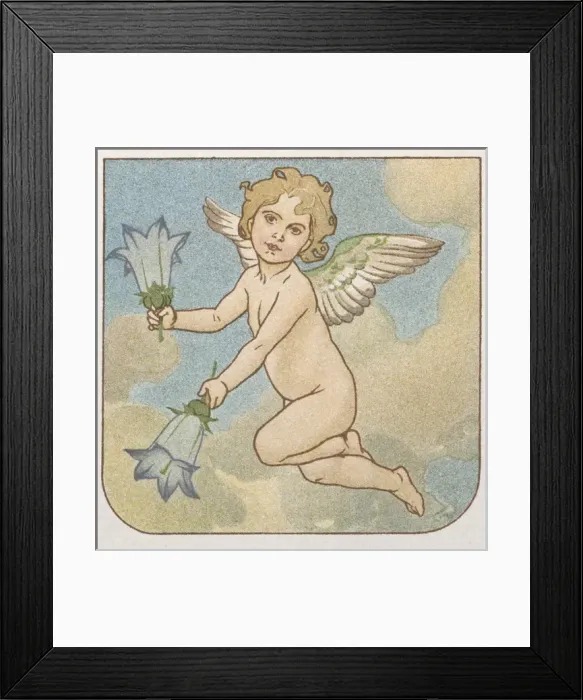 Framed Print : Cupid in the sky with bluebells Framed Print : Cupid in the sky with bluebells