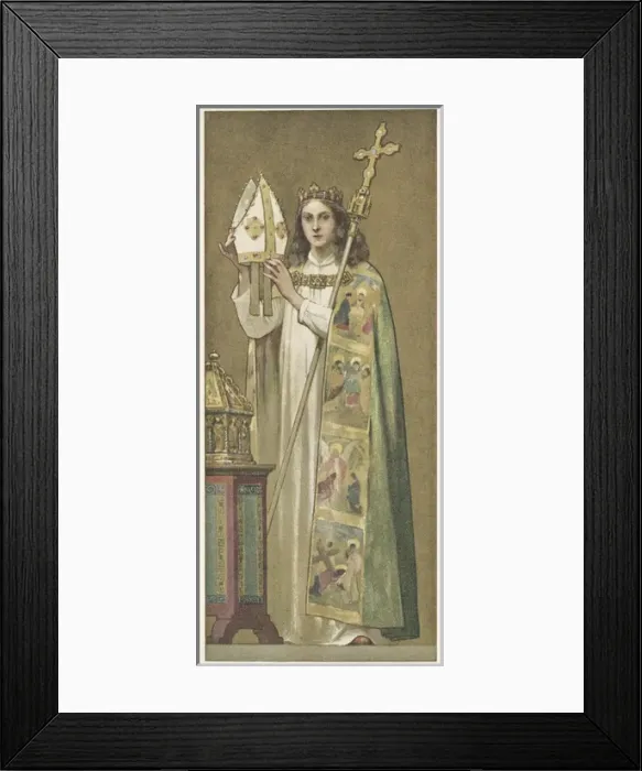 Framed Print : Collectors card, bishop holding a mitre Framed Print : Collectors card, bishop holding a mitre