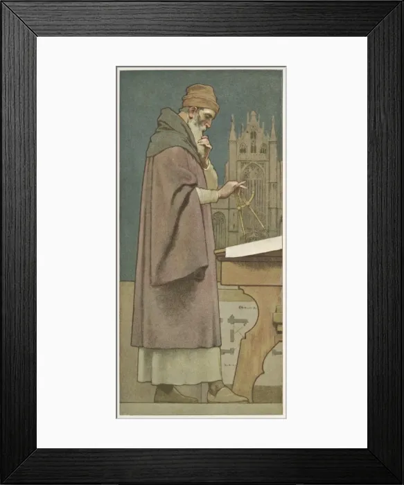 Framed Print : Collectors card, architect at work Framed Print : Collectors card, architect at work