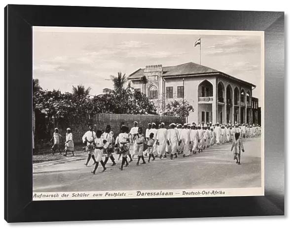Parade of students, Dar-es-Salaam, East Africa