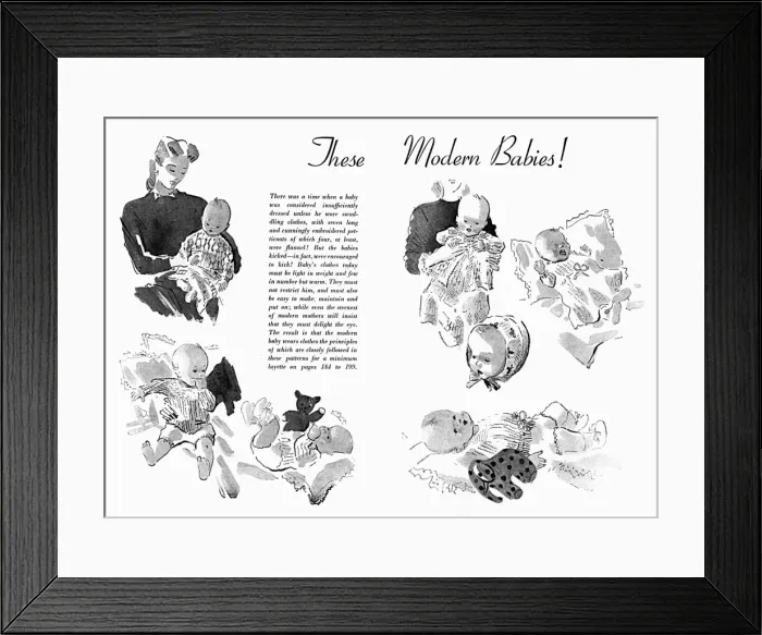 Framed Print : Babies in knitted clothes, circa 1941 Framed Print : Babies in knitted clothes, circa 1941
