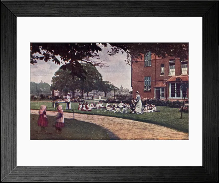 Framed Print : Barnardos Girls Village Home, Barkingside - Tea on the Law Framed Print : Barnardos Girls Village Home, Barkingside - Tea on the Law