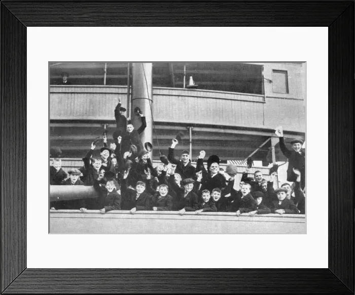 Framed Print : Barnardos Home Boys leaving Tilbury for Australia Framed Print : Barnardos Home Boys leaving Tilbury for Australia