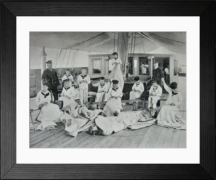 Framed Print : TS Shaftesbury - Sail making Framed Print : TS Shaftesbury - Sail making