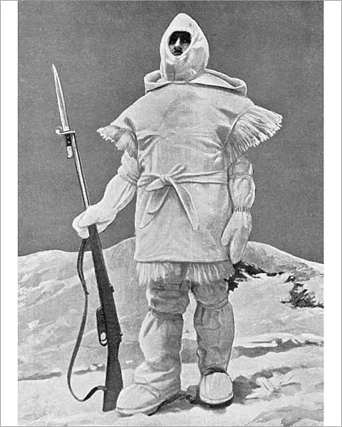 Italian soldier in white camouflage, WWI