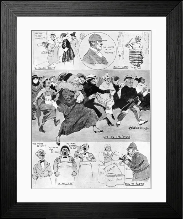 Framed Print : Wartime Hunting - a day with the suburban hounds (rationing) Framed Print : Wartime Hunting - a day with the suburban hounds (rationing)