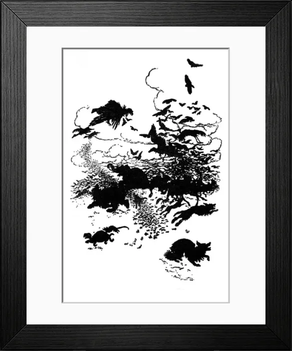 Framed Print : Illustration, The Wren and the Bear Framed Print : Illustration, The Wren and the Bear