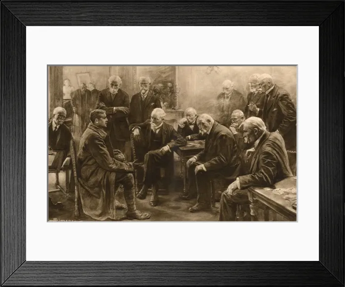 Framed Print : French veterans listen to a WW1 soldier Framed Print : French veterans listen to a WW1 soldier