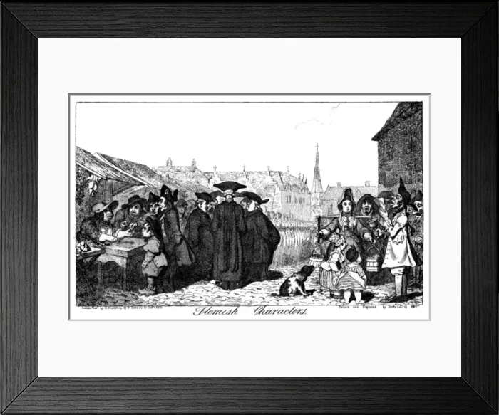Framed Print : Cartoon, Flemish Characters Framed Print : Cartoon, Flemish Characters