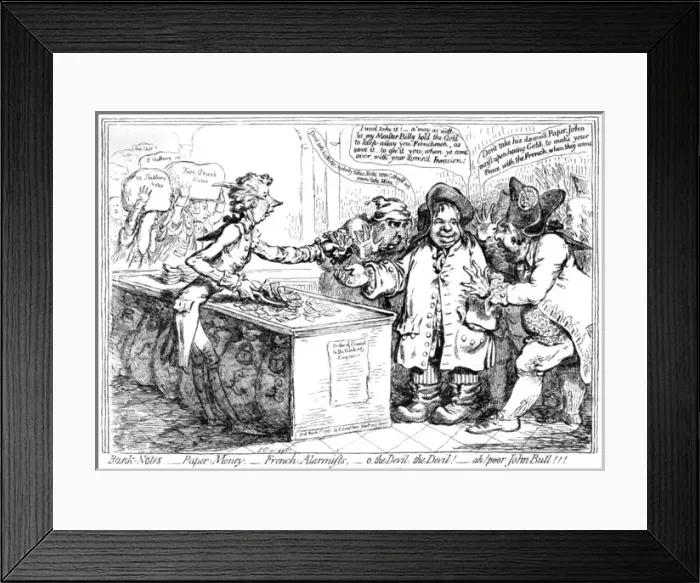 Framed Print : Cartoon, Bank Notes, Paper Money, French Alarmists Framed Print : Cartoon, Bank Notes, Paper Money, French Alarmists