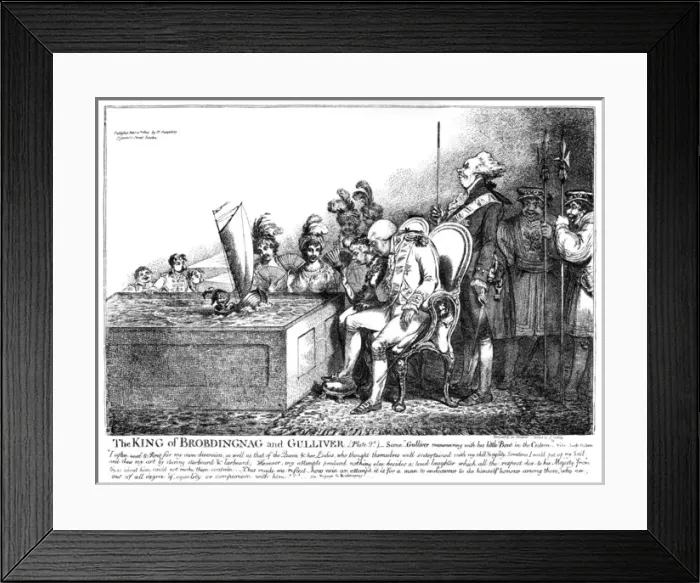 Framed Print : Cartoon, The King of Brobdingnag and Gulliver Framed Print : Cartoon, The King of Brobdingnag and Gulliver