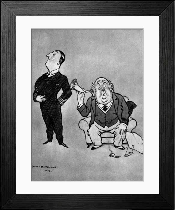 Framed Print : The Silent Service by H. M. Bateman, WW1 cartoon 1918 Framed Print : The Silent Service by H. M. Bateman, WW1 cartoon 1918