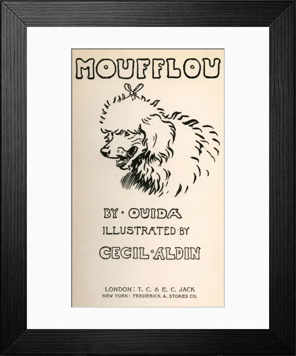 Framed Print : Title page design by Cecil Aldin, Moufflou, by Ouida Framed Print : Title page design by Cecil Aldin, Moufflou, by Ouida