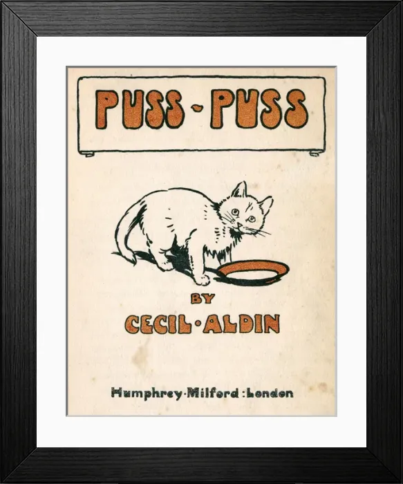Framed Print : Title page design by Cecil Aldin, Puss Puss Framed Print : Title page design by Cecil Aldin, Puss Puss
