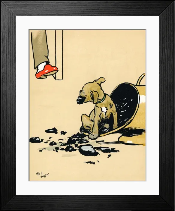 Framed Print : Mongrel puppy eating coal Framed Print : Mongrel puppy eating coal