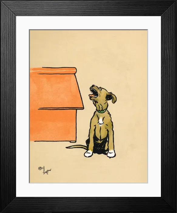 Framed Print : Mongrel puppy howling in the night Framed Print : Mongrel puppy howling in the night