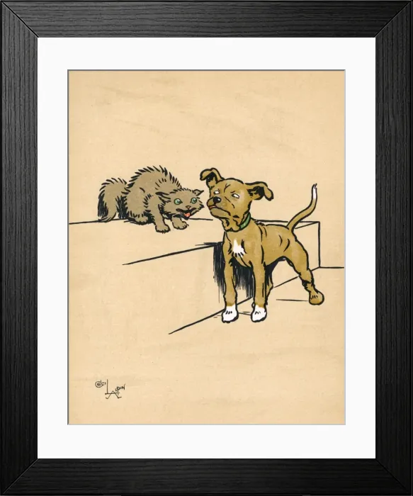 Framed Print : Mongrel puppy with a kitten Framed Print : Mongrel puppy with a kitten