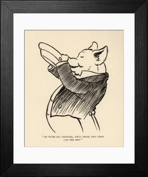 Framed Print : Hungry Peter the pig drinking a toast in the soup Framed Print : Hungry Peter the pig drinking a toast in the soup