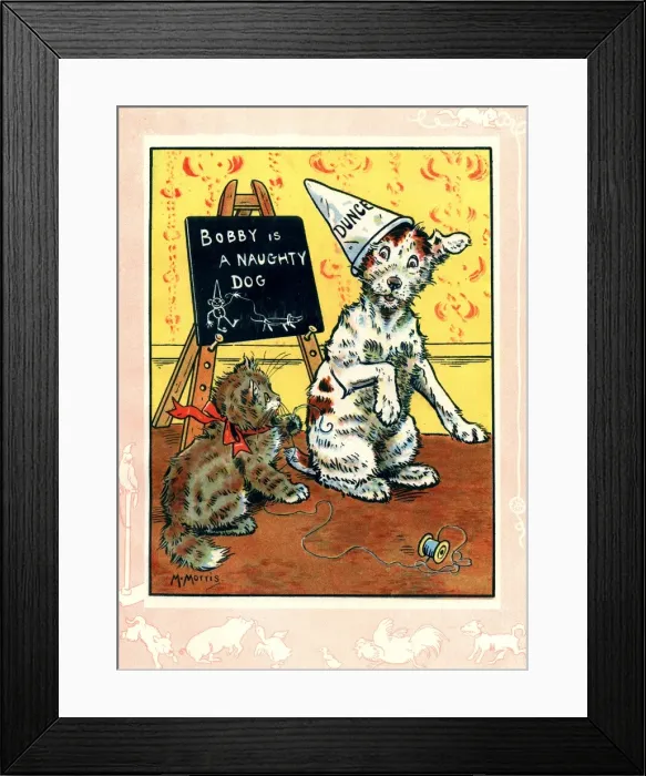 Framed Print : Bobby the dog wearing a dunces cap
