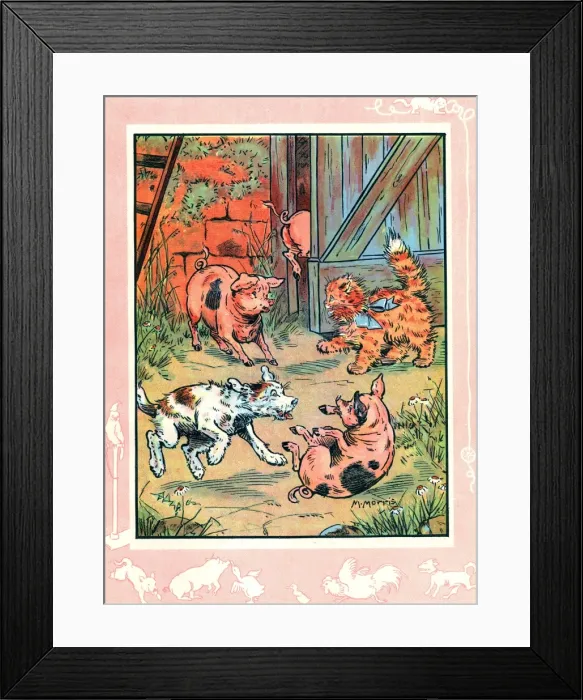 Framed Print : Bobby the dog and Fluff the cat with piglets Framed Print : Bobby the dog and Fluff the cat with piglets