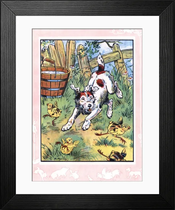 Framed Print : Bobby the dog playing with the chicks Framed Print : Bobby the dog playing with the chicks