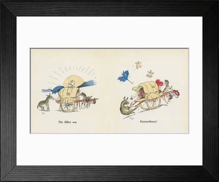 Framed Print : Double page illustration, Mrs Ticklers Caravan Framed Print : Double page illustration, Mrs Ticklers Caravan
