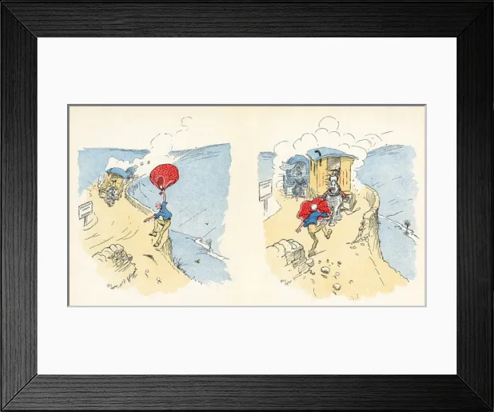 Framed Print : Double page illustration, Mrs Ticklers Caravan Framed Print : Double page illustration, Mrs Ticklers Caravan