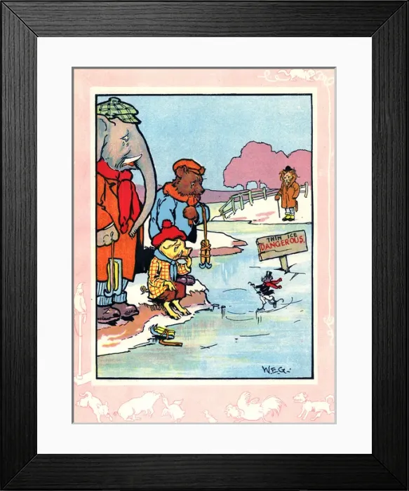 Framed Print : Elephant, bear, pig, lion and mouse in winter Framed Print : Elephant, bear, pig, lion and mouse in winter