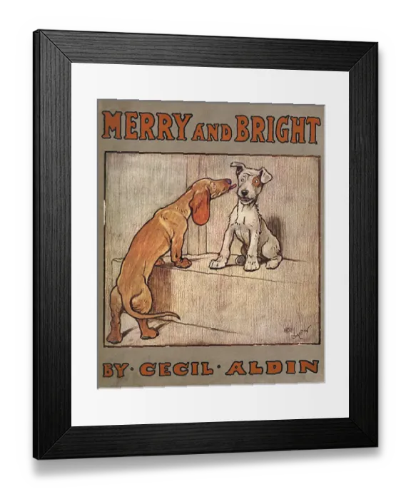 Framed Print : Cover design, Merry and Bright, by Cecil Aldin Framed Print : Cover design, Merry and Bright, by Cecil Aldin