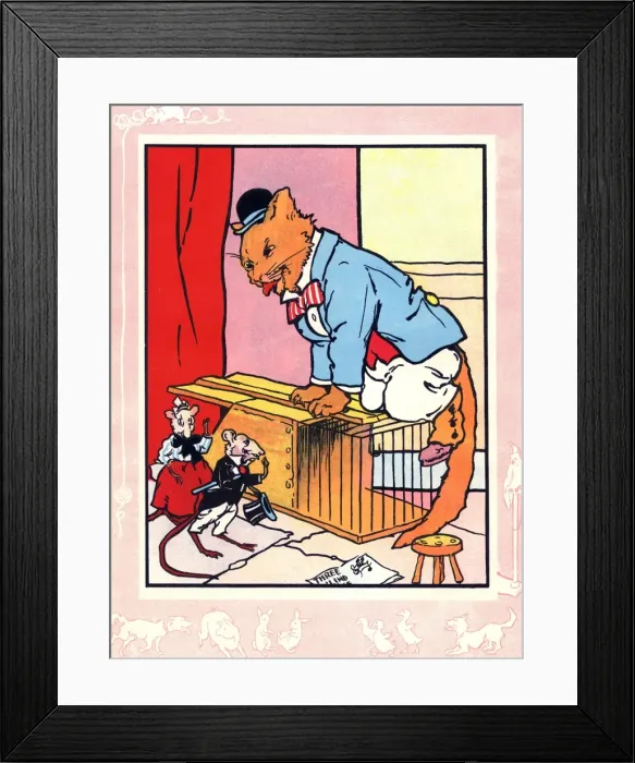 Framed Print : Cat lets mouse out of trap Framed Print : Cat lets mouse out of trap