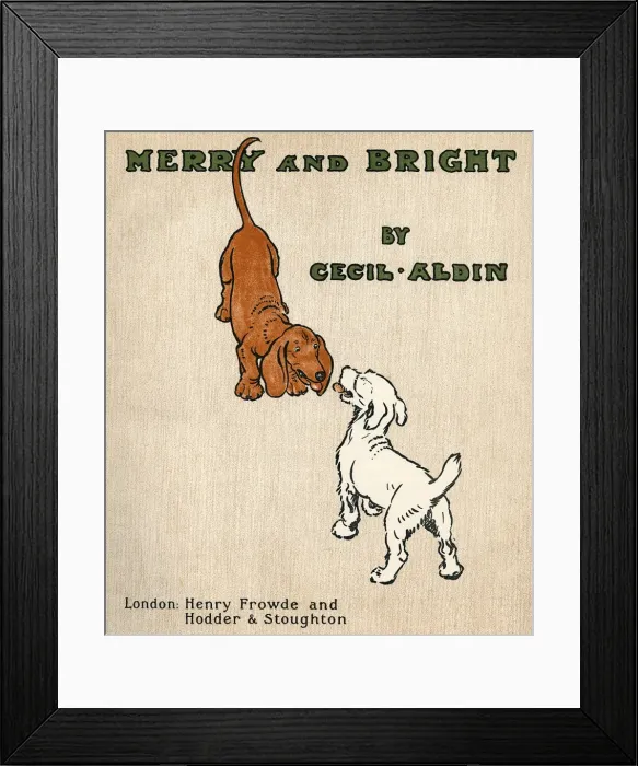 Framed Print : Title page illustration, Merry and Bright, by Cecil Aldin Framed Print : Title page illustration, Merry and Bright, by Cecil Aldin
