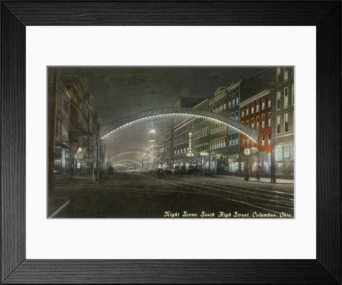 Framed Print : Night scene, South High Street, Columbus, Ohio, USA Framed Print : Night scene, South High Street, Columbus, Ohio, USA