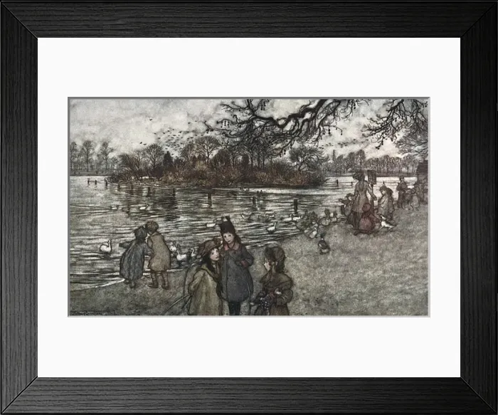 Framed Print : Illustration, Peter Pan in Kensington Gardens Framed Print : Illustration, Peter Pan in Kensington Gardens