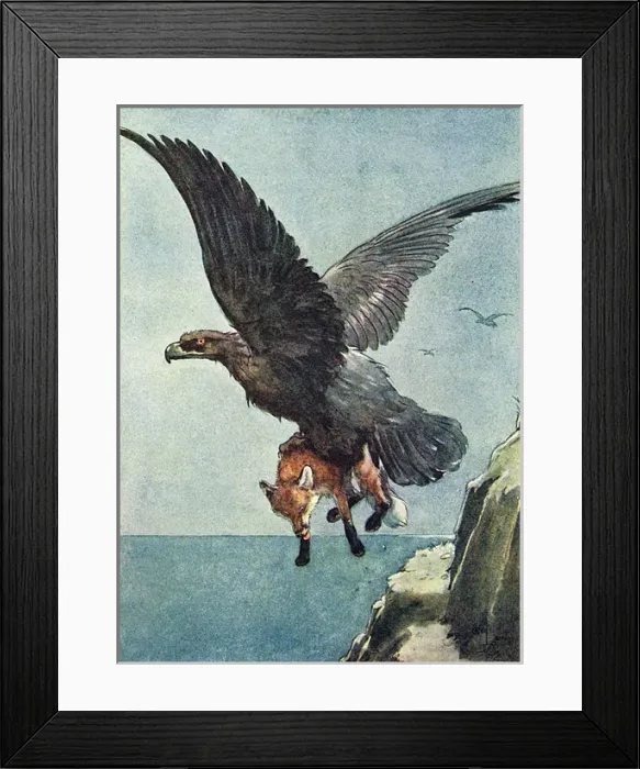 Framed Print : Illustration, White-Ear and a large eagle Framed Print : Illustration, White-Ear and a large eagle