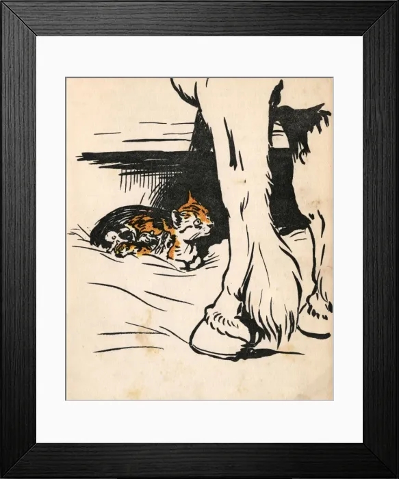 Framed Print : Illustration by Cecil Aldin, Puss Puss Framed Print : Illustration by Cecil Aldin, Puss Puss