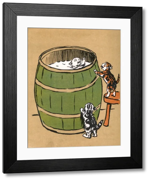 Framed Print : Illustration by Cecil Aldin, Puss Puss Framed Print : Illustration by Cecil Aldin, Puss Puss