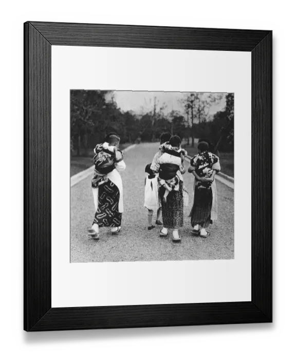 Framed Print : Japan - Nurses with their charges Framed Print : Japan - Nurses with their charges