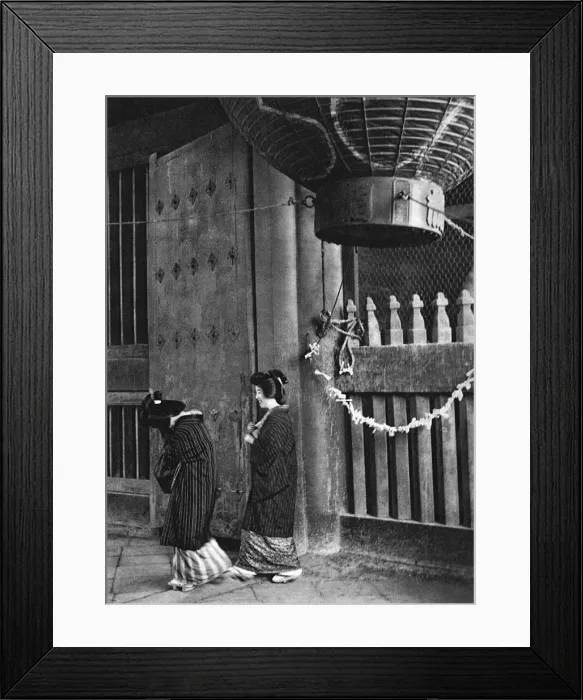 Framed Print : Two Geishas walk outside a temple Framed Print : Two Geishas walk outside a temple