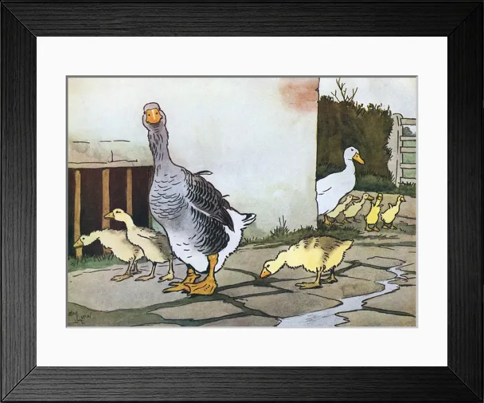 Framed Print : Illustration by Cecil Aldin, Farmyard Friends
