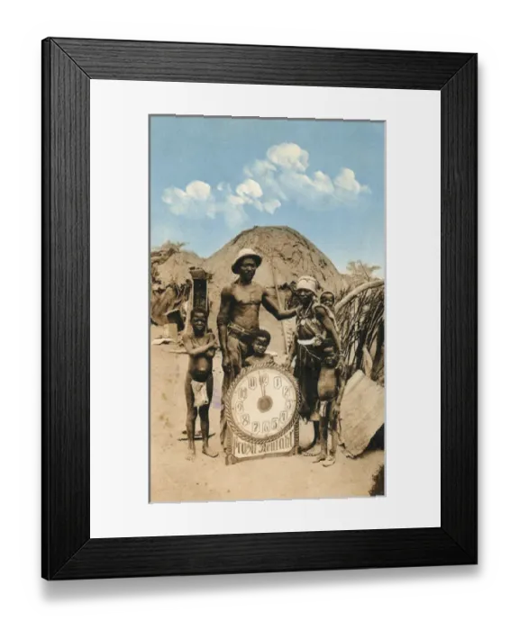 Framed Print : Natives with clock, Swakopmund, south west Africa Framed Print : Natives with clock, Swakopmund, south west Africa