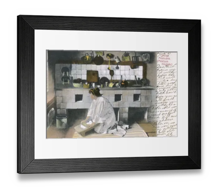 Framed Print : Woman at work in a kitchen, Mexico Framed Print : Woman at work in a kitchen, Mexico