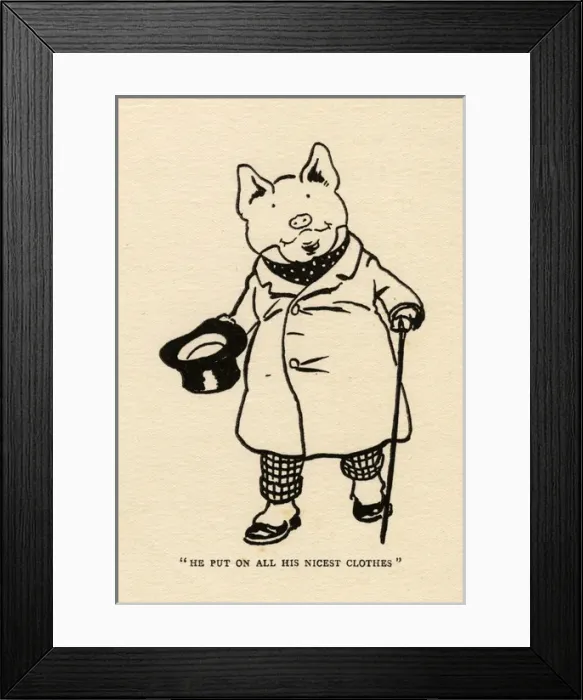Framed Print : Hungry Peter the pig in his best clothes Framed Print : Hungry Peter the pig in his best clothes