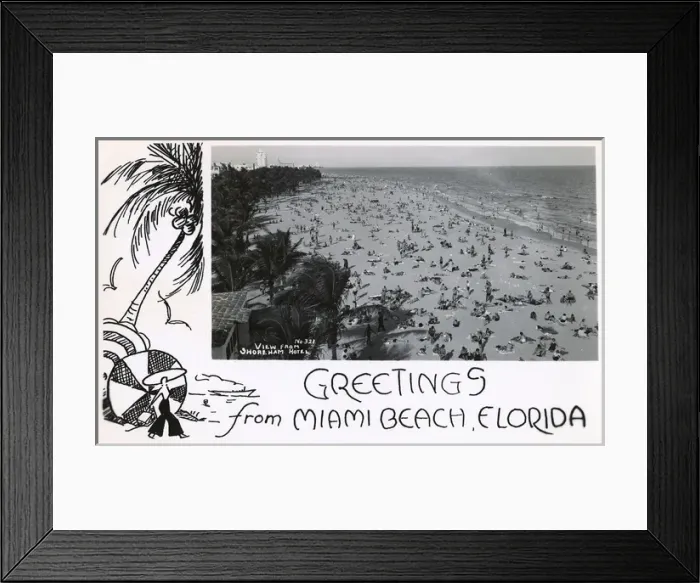 Framed Print : Greetings postcard from Miami Beach, Florida, USA Framed Print : Greetings postcard from Miami Beach, Florida, USA