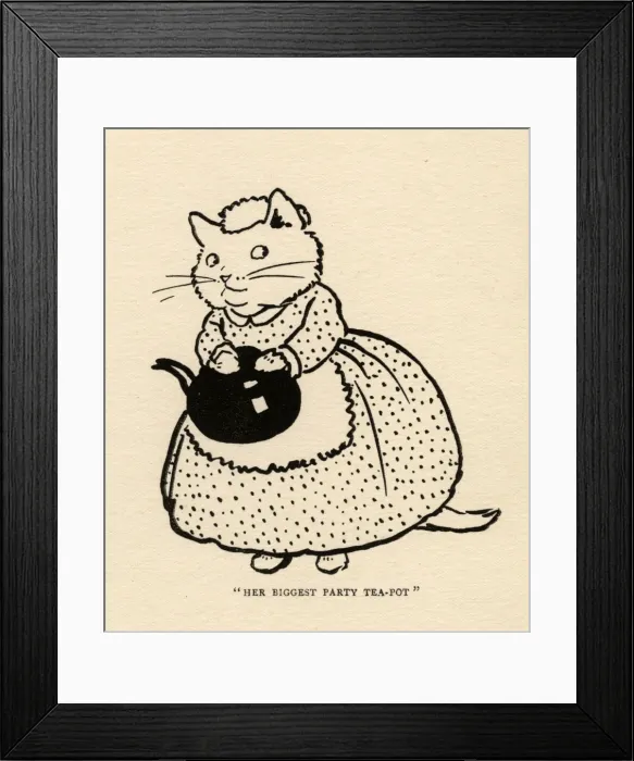 Framed Print : Tabitha the cat with her biggest party teapot Framed Print : Tabitha the cat with her biggest party teapot