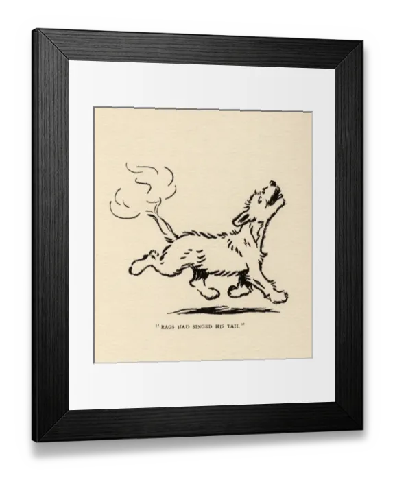 Framed Print : Rags the dog singes his tail Framed Print : Rags the dog singes his tail