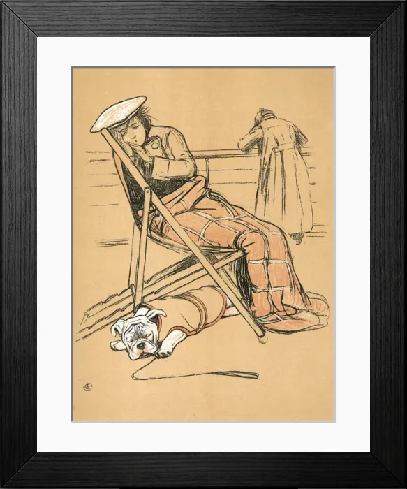 Framed Print : White bulldog puppy and Pammy on boat to Ostend Framed Print : White bulldog puppy and Pammy on boat to Ostend