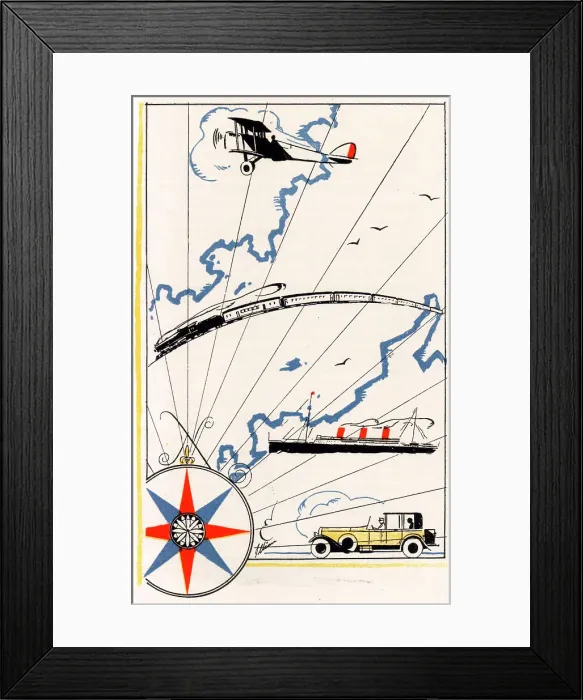 Framed Print : Different forms of Transport by Air, Rail, Sea and Road Framed Print : Different forms of Transport by Air, Rail, Sea and Road