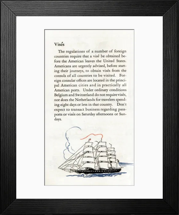 Framed Print : Text explaining how American Visas work - Tall Ship picture Framed Print : Text explaining how American Visas work - Tall Ship picture