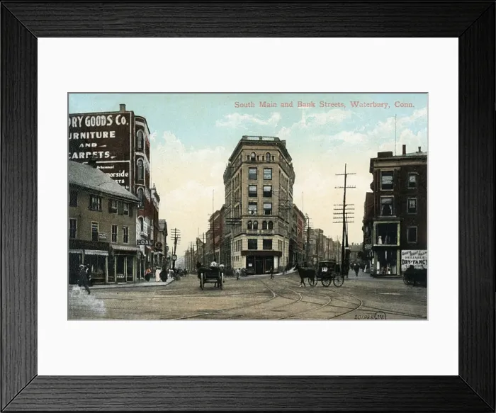 Framed Print : South Main and Bank Streets, Waterbury, Connecticut, USA Framed Print : South Main and Bank Streets, Waterbury, Connecticut, USA
