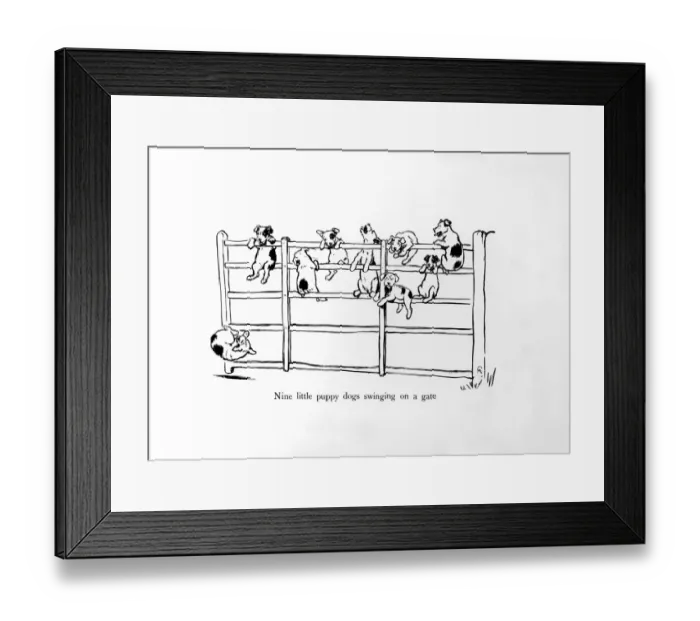 Framed Print : Illustration by Cecil Aldin, Ten Little Puppy Dogs Framed Print : Illustration by Cecil Aldin, Ten Little Puppy Dogs